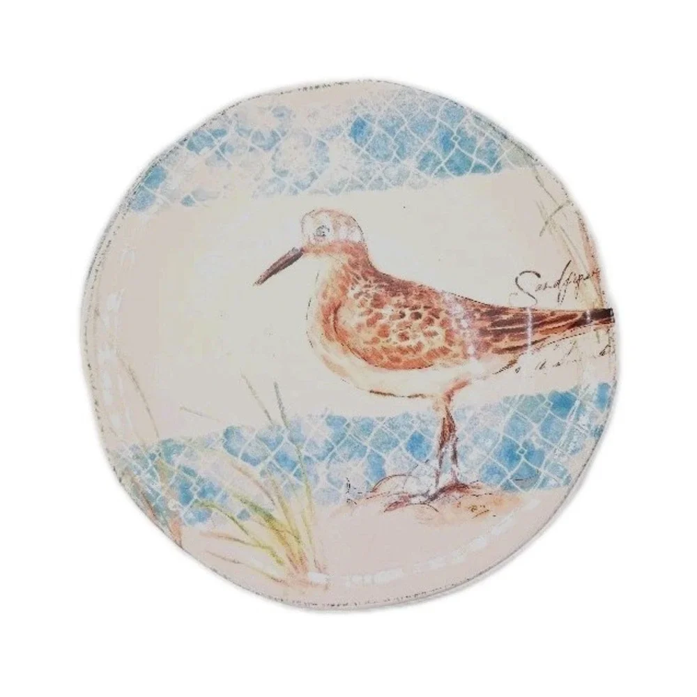 Pier 1 Sandpiper Bird Ceramic‎ Salad Luncheon Plates 8